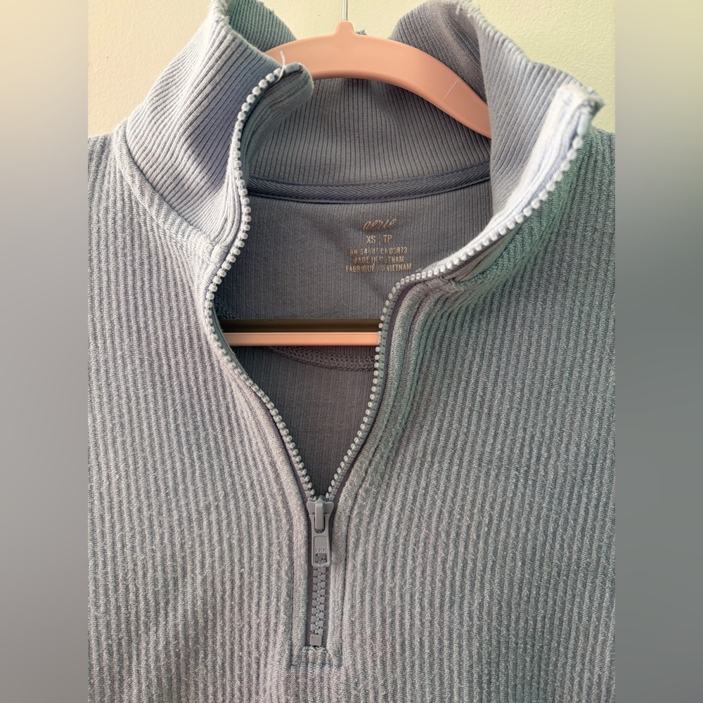 Aerie Ribbed Oversized Half Zip Sweatshirt - Picture 2 of 4